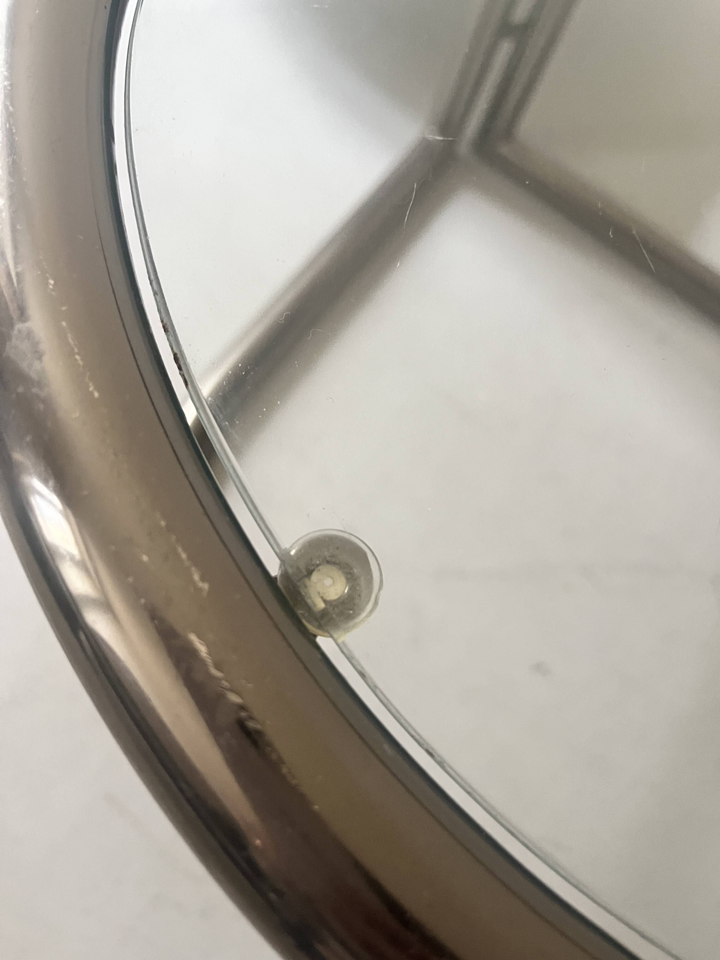 rotating coffee table drop in tubular chrome metal, glass and mirror, design 1970