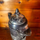 Beautiful moulded glass carafe jug, silver-plated mount, vintage.