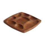Scandinavian teak wooden tray with compartiments, 1970