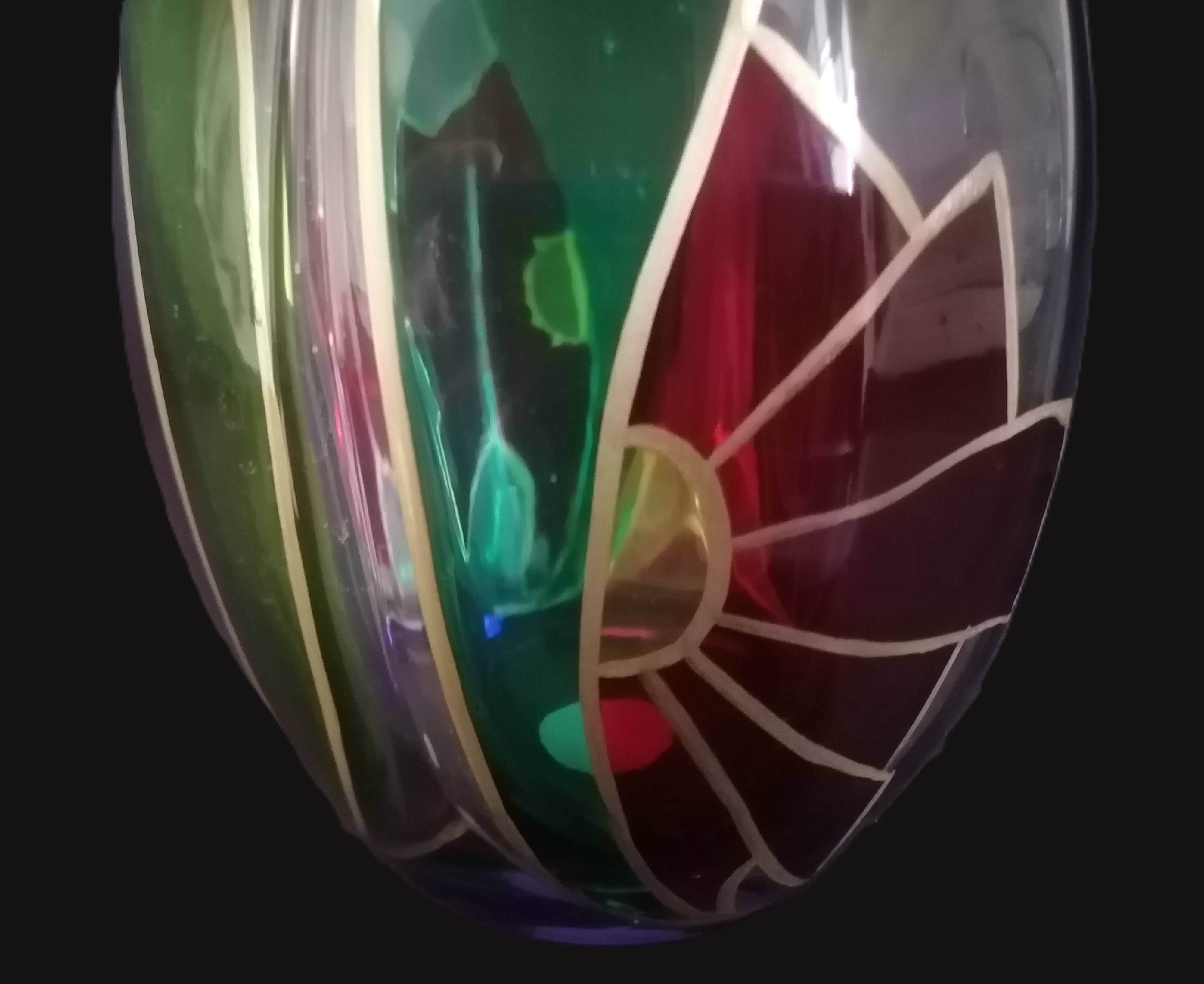 Art Deco glass carafe from Murano, Punto Arte workshop, Luigi Bormiol style.