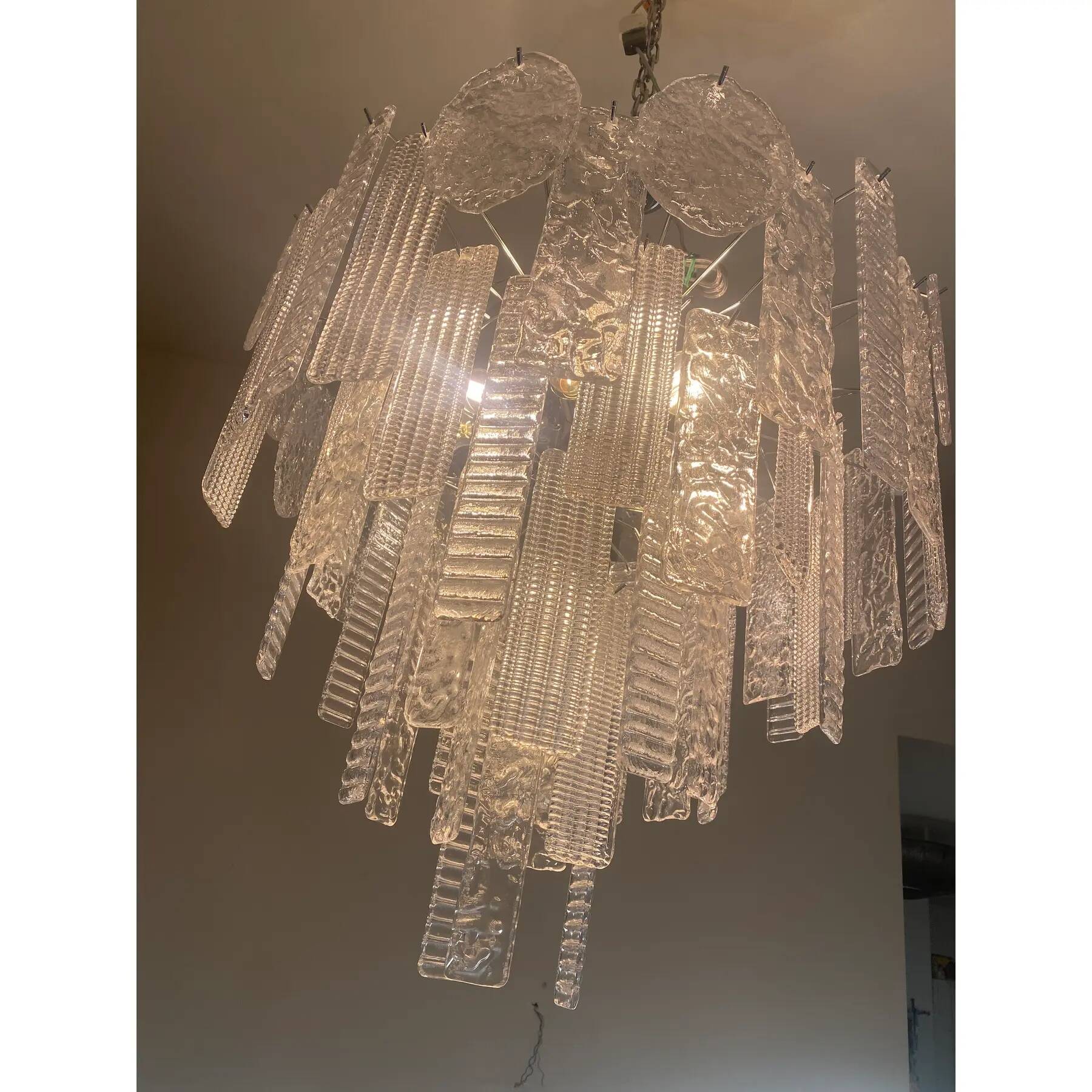 Art Deco Murano Glass Style Chandelier Clear Italian Sputnik Art by SimoEng
