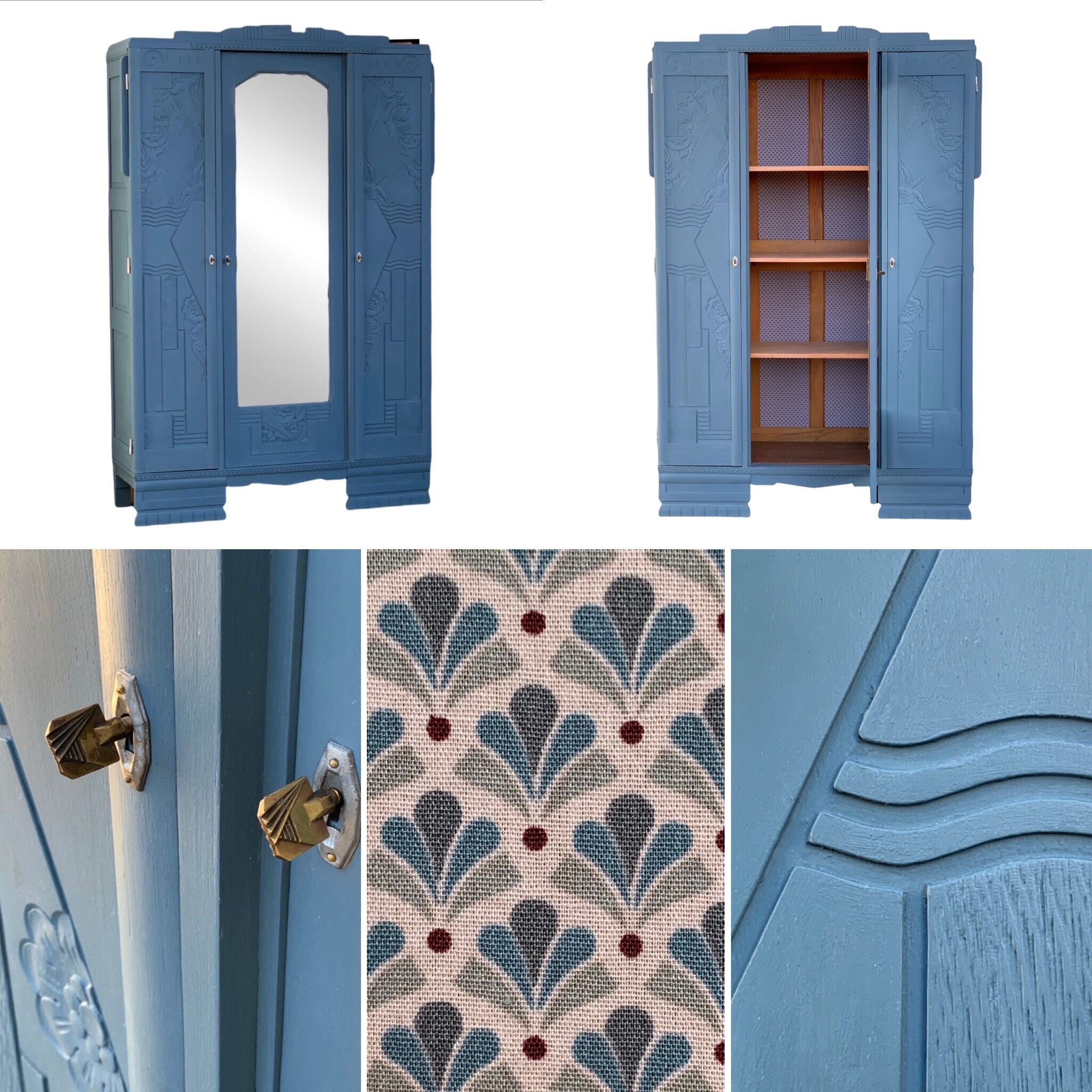Blue wardrobe art deco 1930