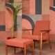 Fauteuil lounge et repose-pieds Vintage Terracota Boucle