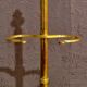 19th-century brass fireplace tool set