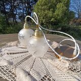 suspension chandelier double glass retro chic, vintage upcycled