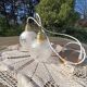 Suspension lustre double verrerie rétro chic, vintage upcyclé