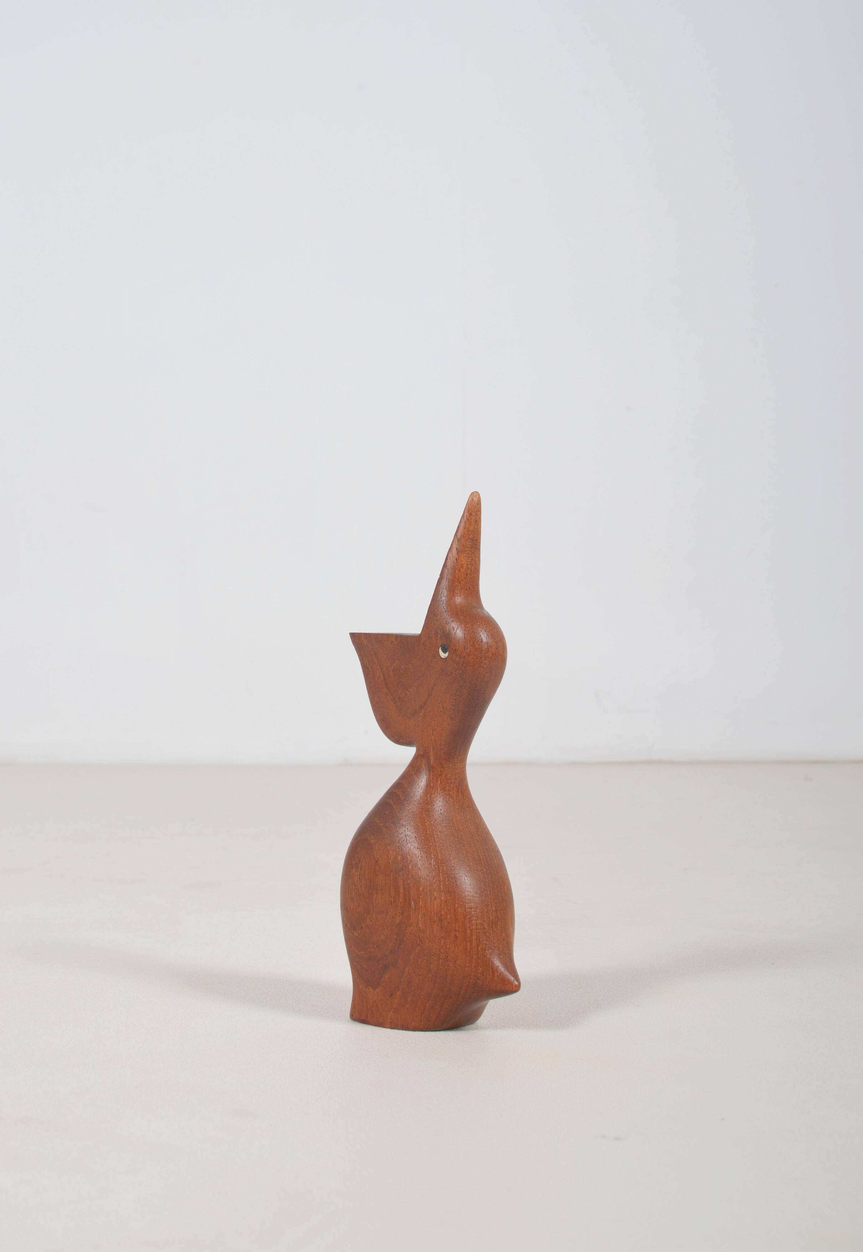 Danish teak pelican statue, 1960s
