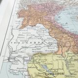 Old map Vietnam Laos Cambodia Asia 43x43cm from 1950