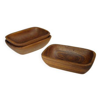 Set of three teak cups 15 x 10 cm