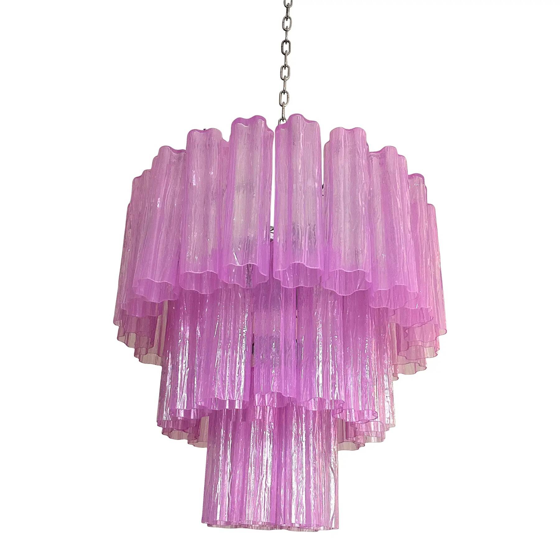 Contemporary Scenographic Fuxsia “Tronchi” Murano Glass Chandelier in Venom