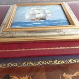 Set of two paintings with identical gold and silver frames