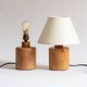 Duo de pieds de lampe de table ou de chevet en bois blond, Années 70