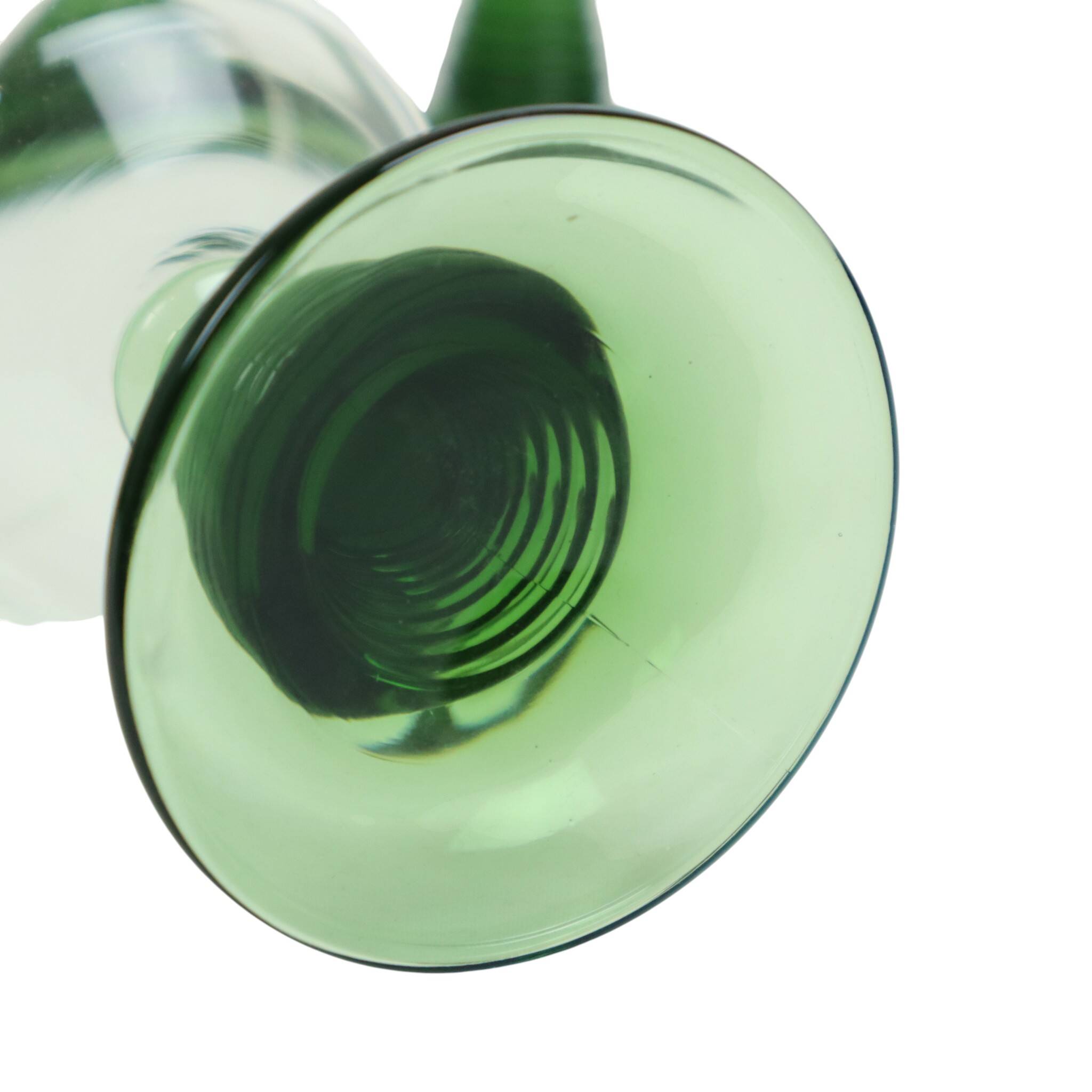 Set of 10 Vintage Roemer Wine Glasses Green Ribbed Foot