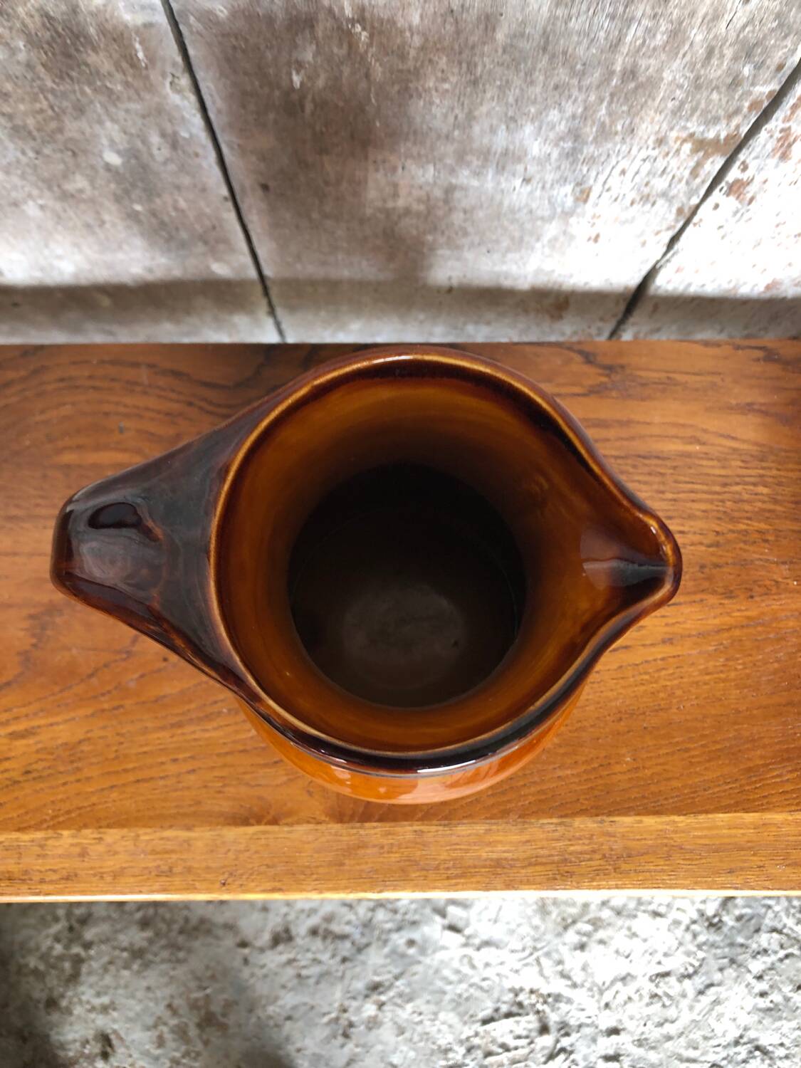 Old ST CLÉMENT vintage brown ceramic pitcher