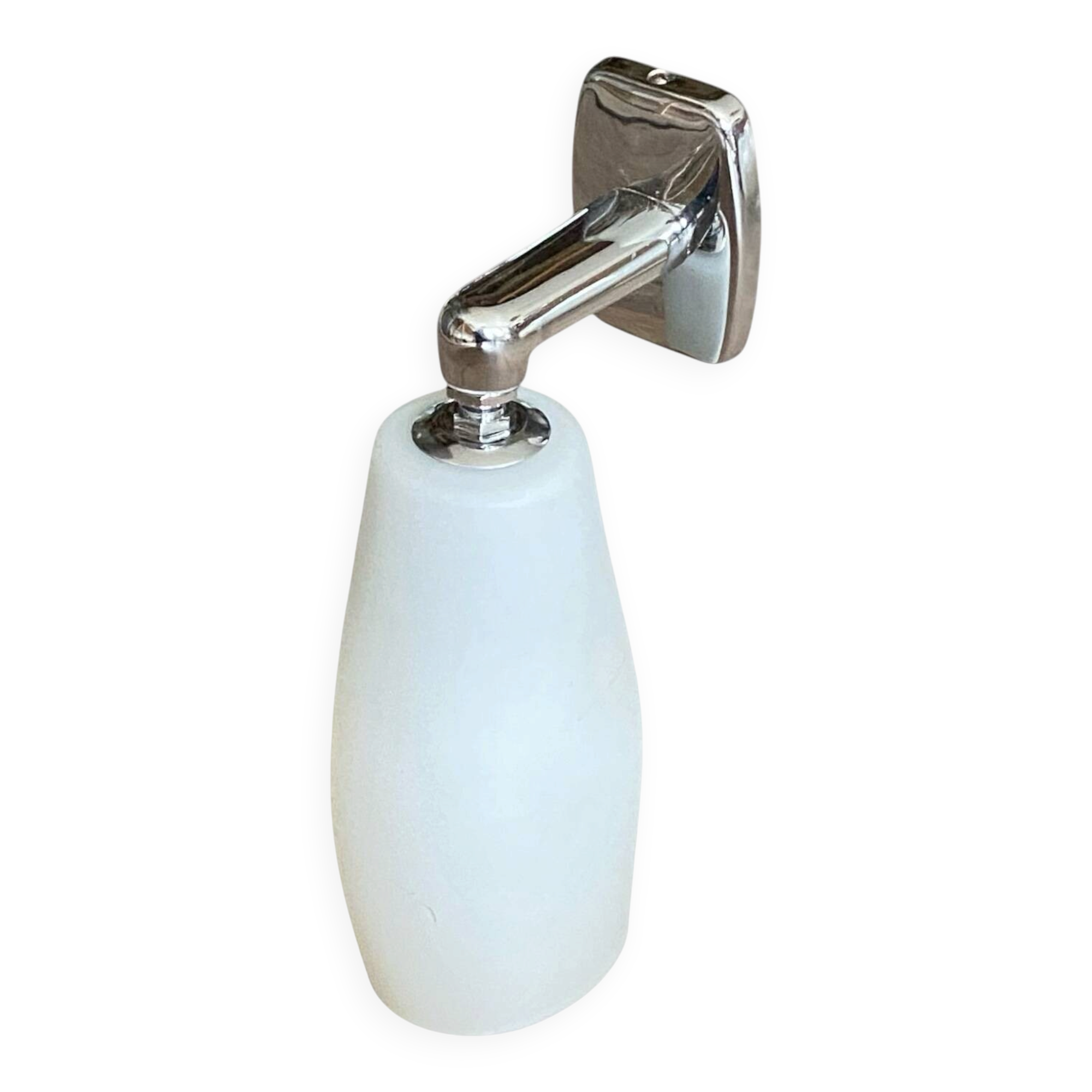 White glass and stainless steel wall light 1970
