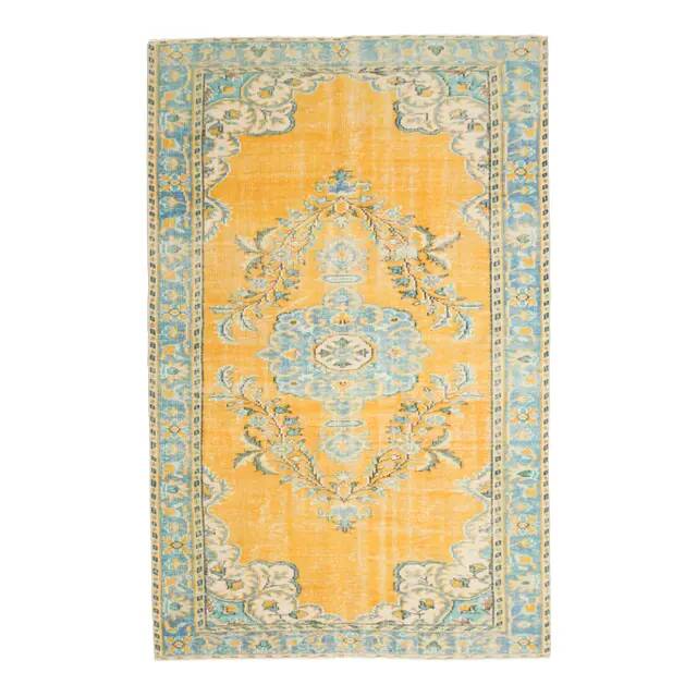 1970s Vintage Turkish Hand-Knotted Wool Cotton Brown Area Rug 176x274