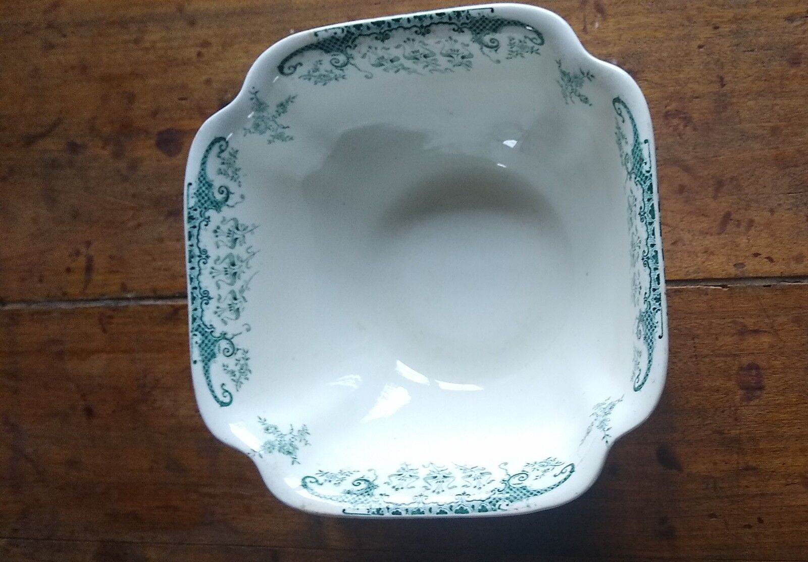 Square bowl Longwy germain model of gray green color