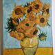 Tableau librement inspiré des tournesols, huile sur toile, 65 cm