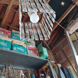 Vintage Chrome Chandelier and Transparent Plastic Pendants