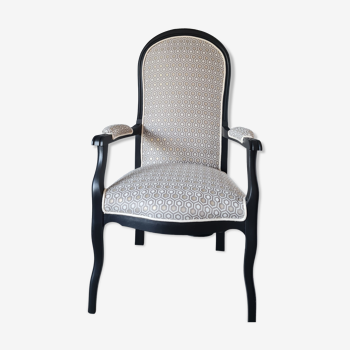 Black and beige & gold voltaire armchair