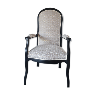 Fauteuil voltaire noir et beige & doré