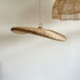 Rattan suspension or shade in the shape of a braided undulating circular tray d:80