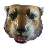 Lion's head pot cover in earthenware