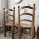 Set of 4 oak and straw chairs Dudouyt 1940