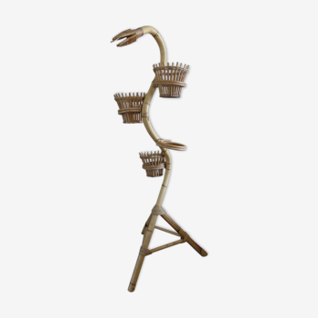 Plants holder in bamboo and rattan