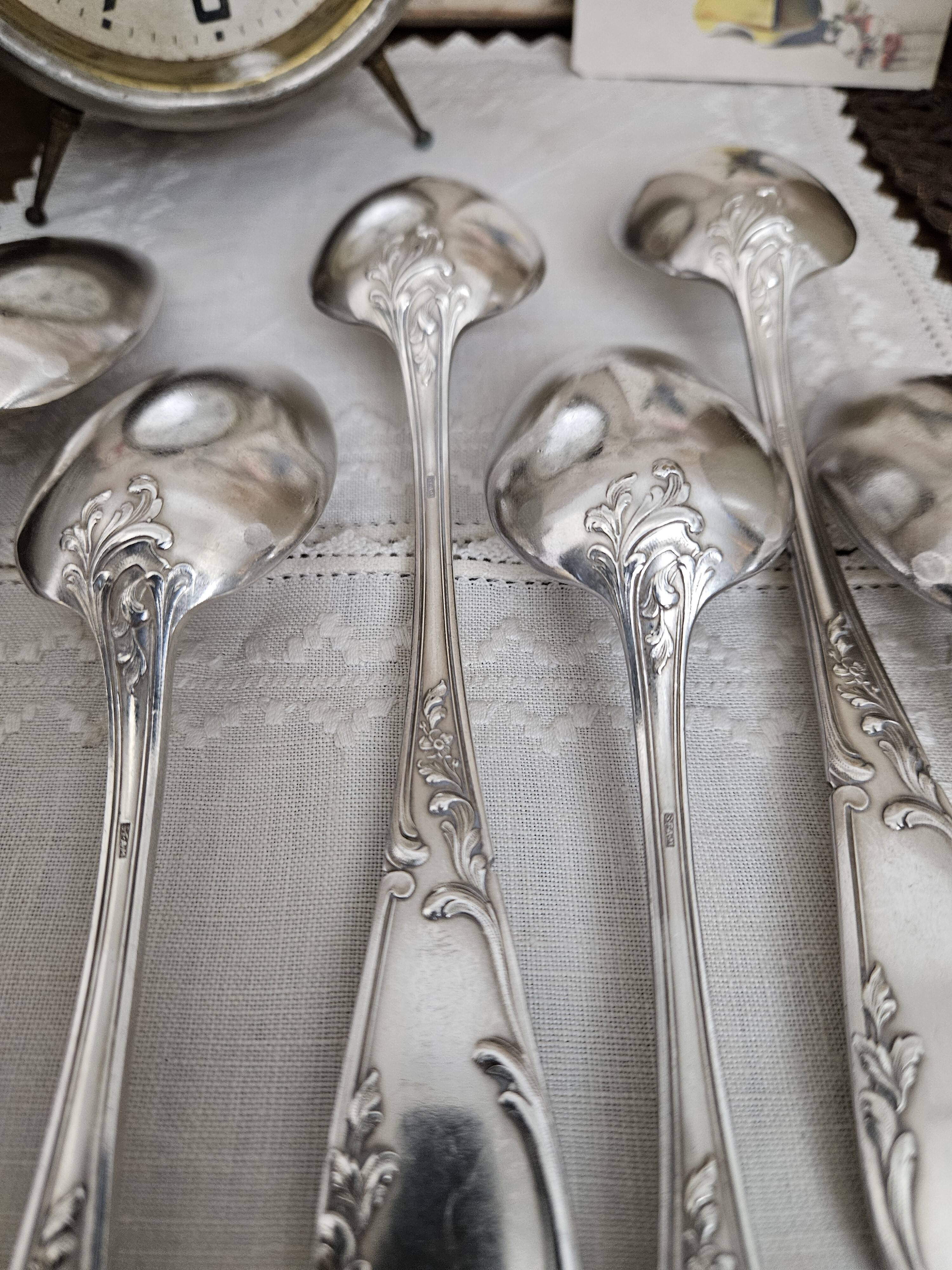 6 silver-plated metal tablespoons