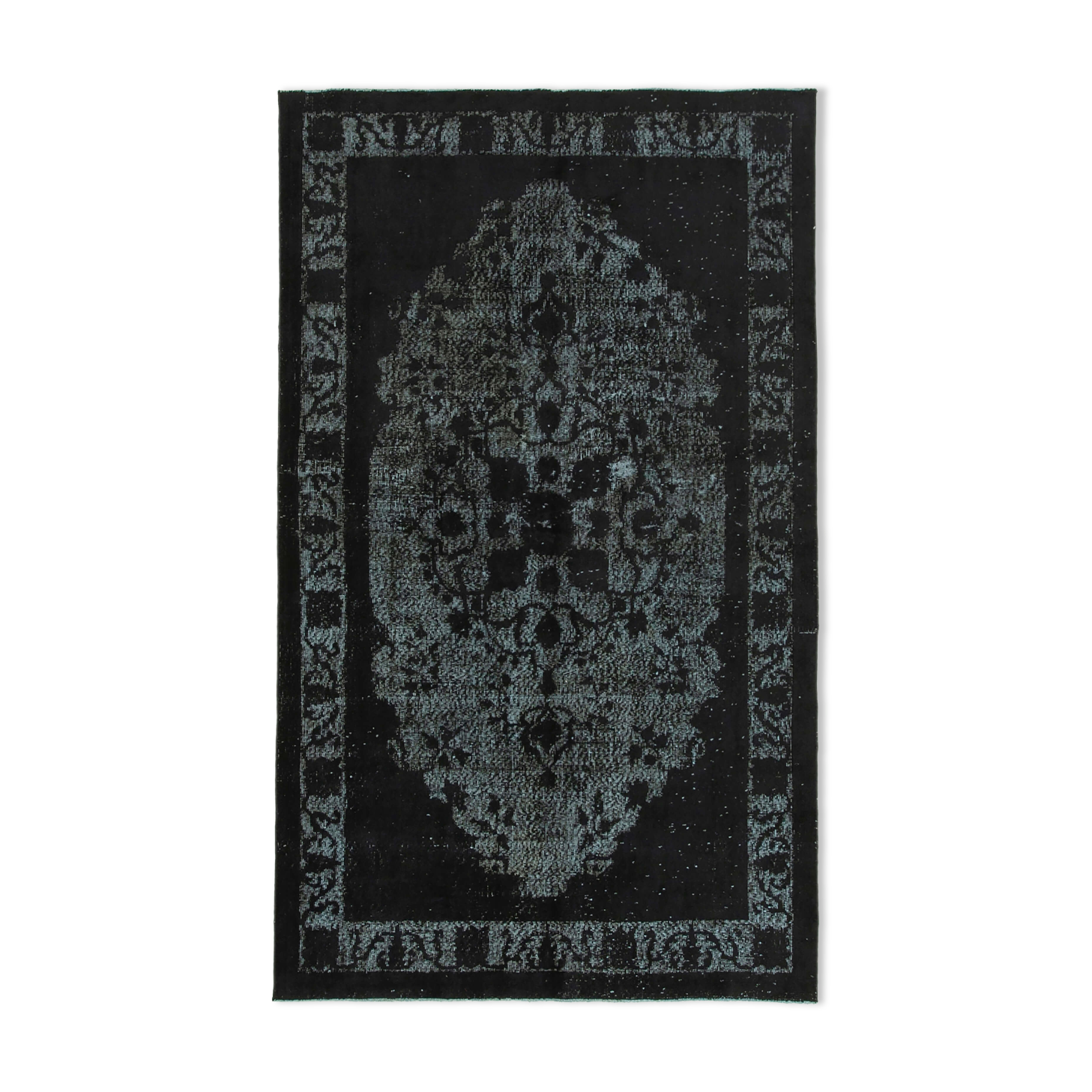 Handmade contemporary oriental 1970s 160 cm x 272 cm black carpet