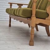 1970s, Danish 3 seater sofa, original condition, furniture wool, solid oak wood.