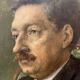 Portrait painting of a man with green eyes and mustache signed 1904