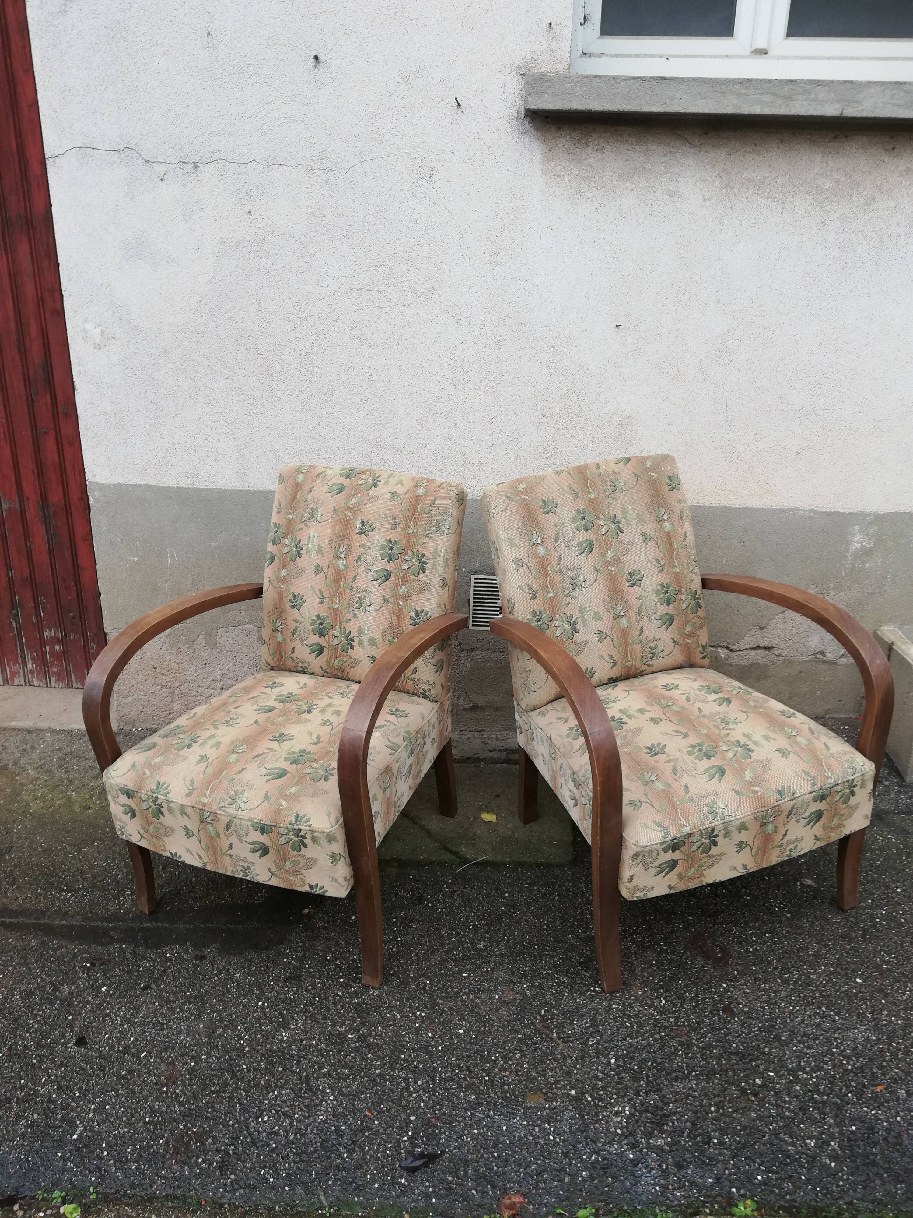 Paire de fauteuils années 50 tissu fleuri
