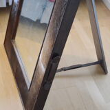Free-standing mirror with leather frame