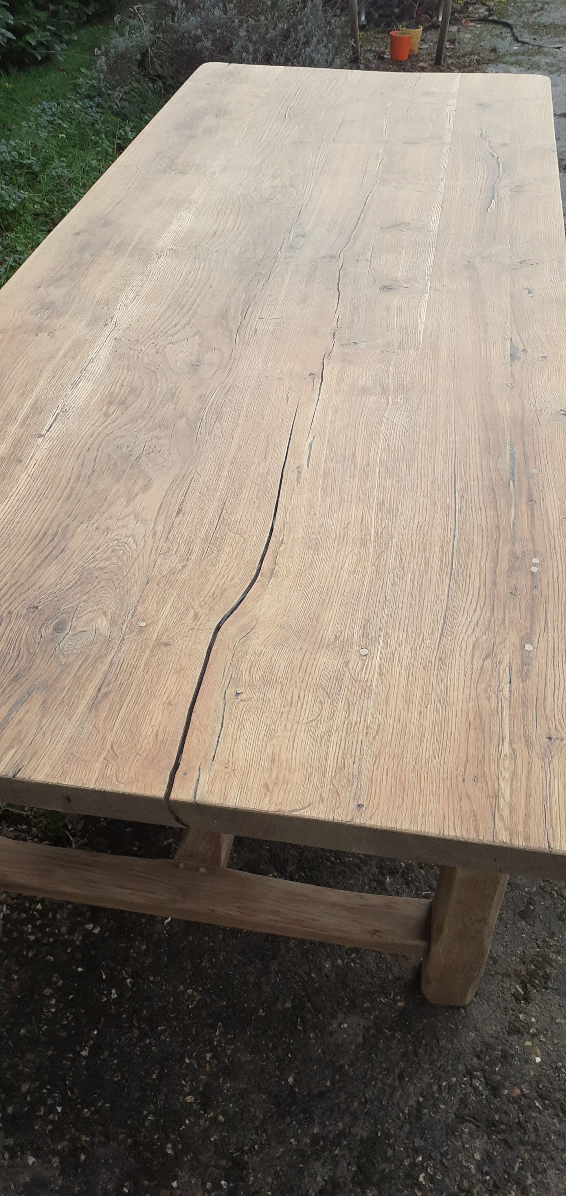 Farm table 2 drawers solid oak raw wood