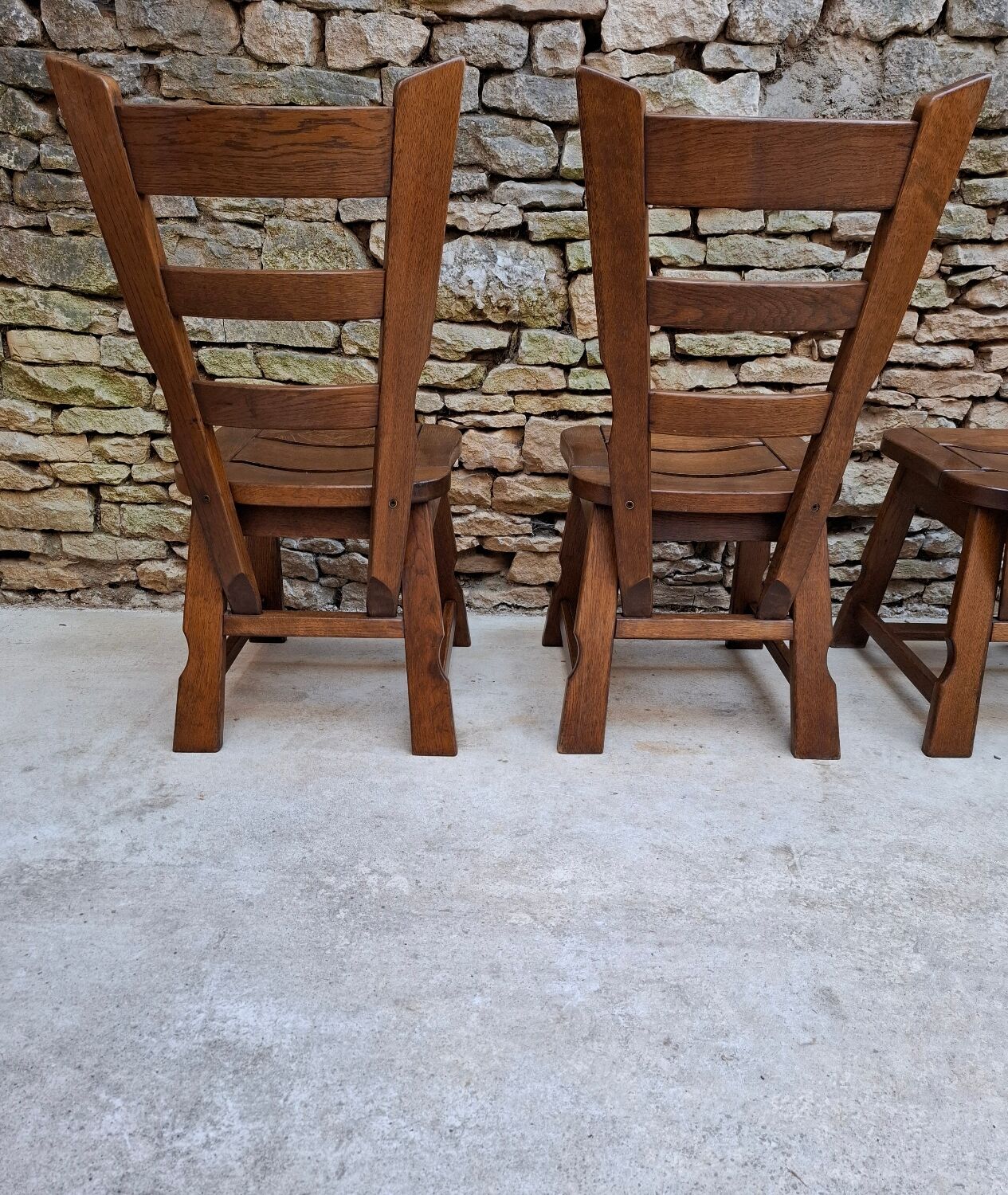 Brutalist oak chairs