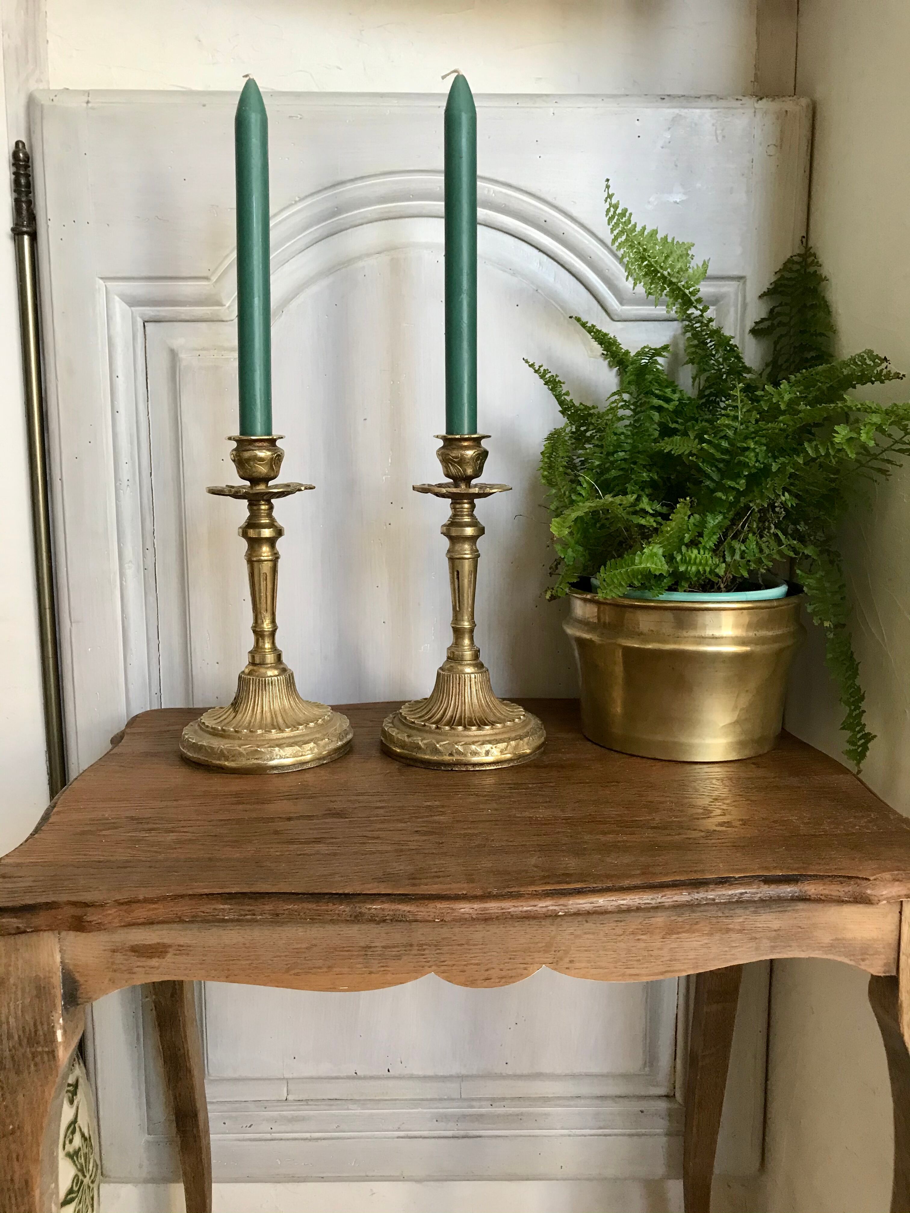 Pair of gilded bronze candlesticks