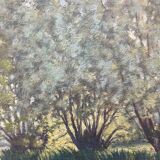 Painting "Trees on the edge of a pond", A.Beauvarlet, Oil on wood
