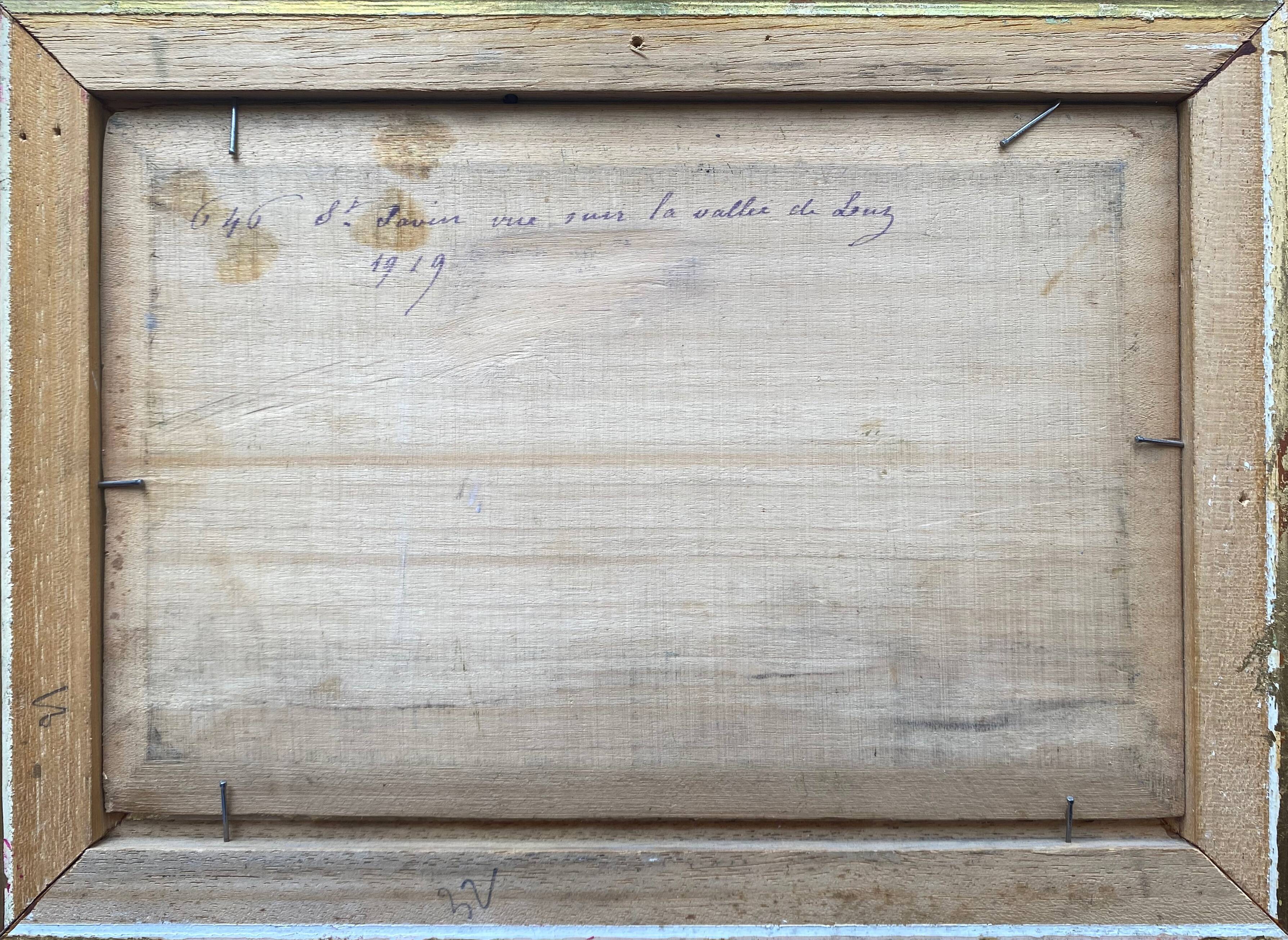 Old painting "Valley in Saint Savin" Hautes Pyrénées 1919 HSP