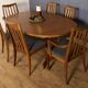 Restored teak 1960s g plan retro extending dining table & 6 chairs