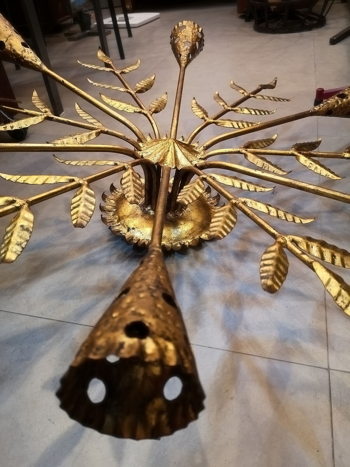 Golden wrought iron lamp