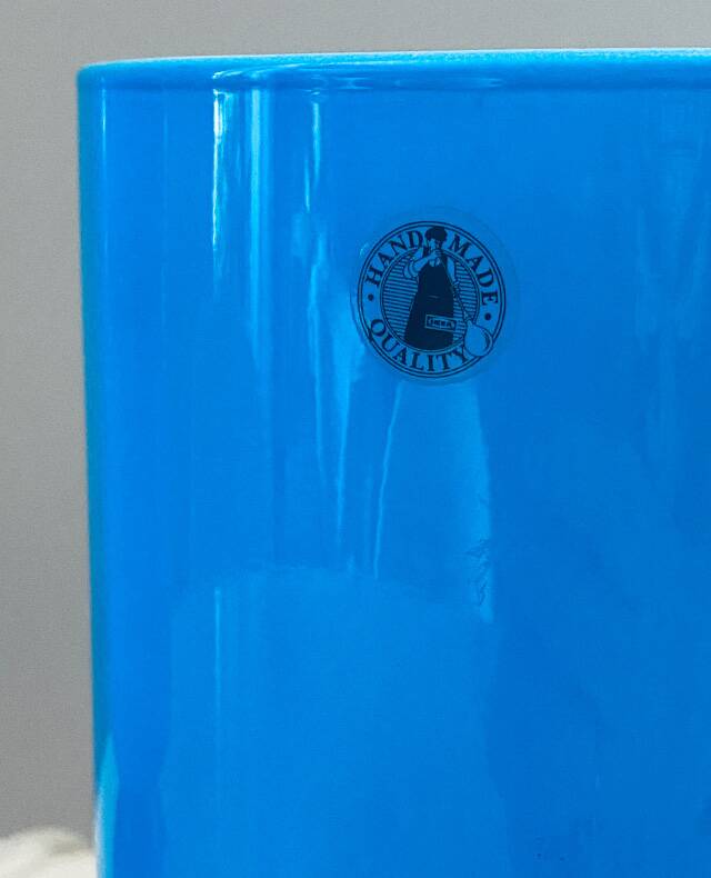 Pair of IKEA Lykta lamps in turquoise opaline