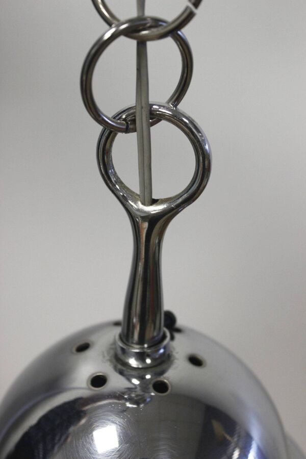 Lustre ampoule vintage opaline & chrome 1960s