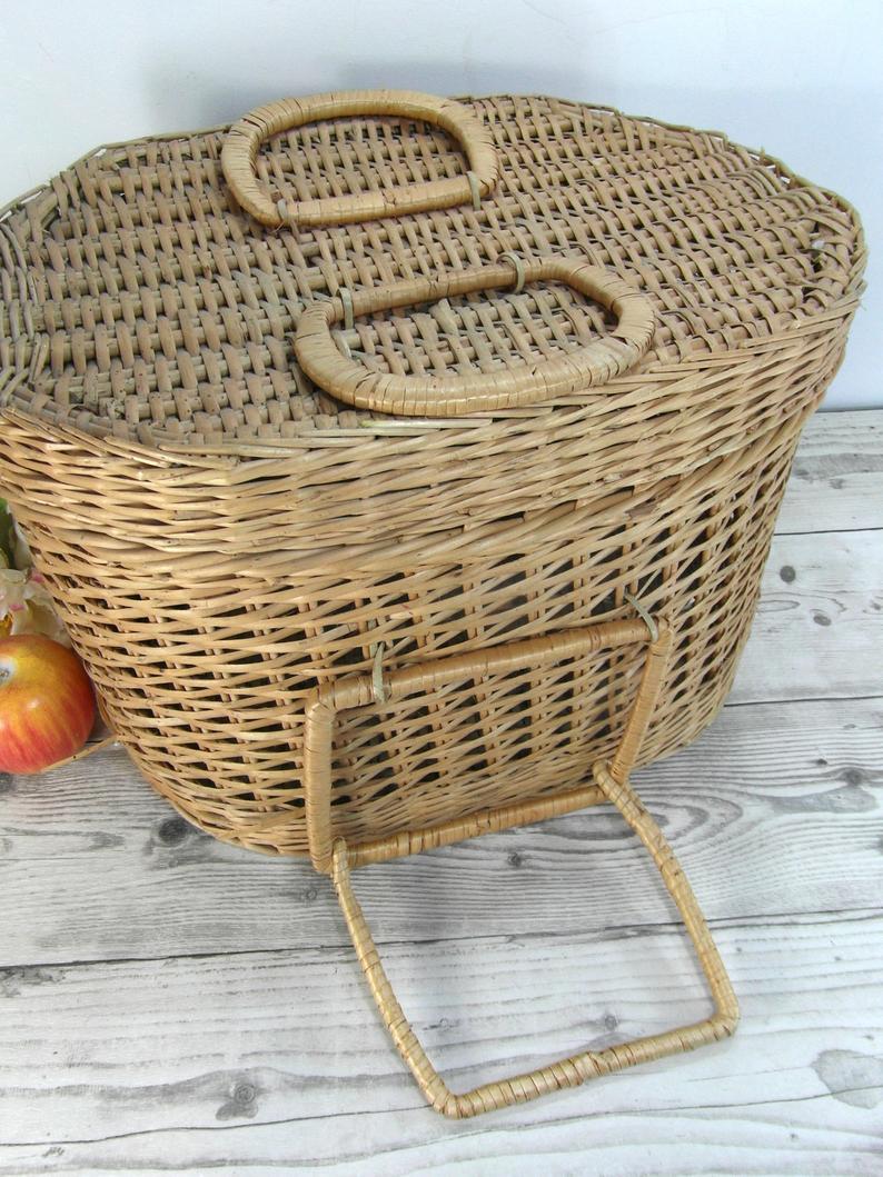Woven wicker basket rustic vintage