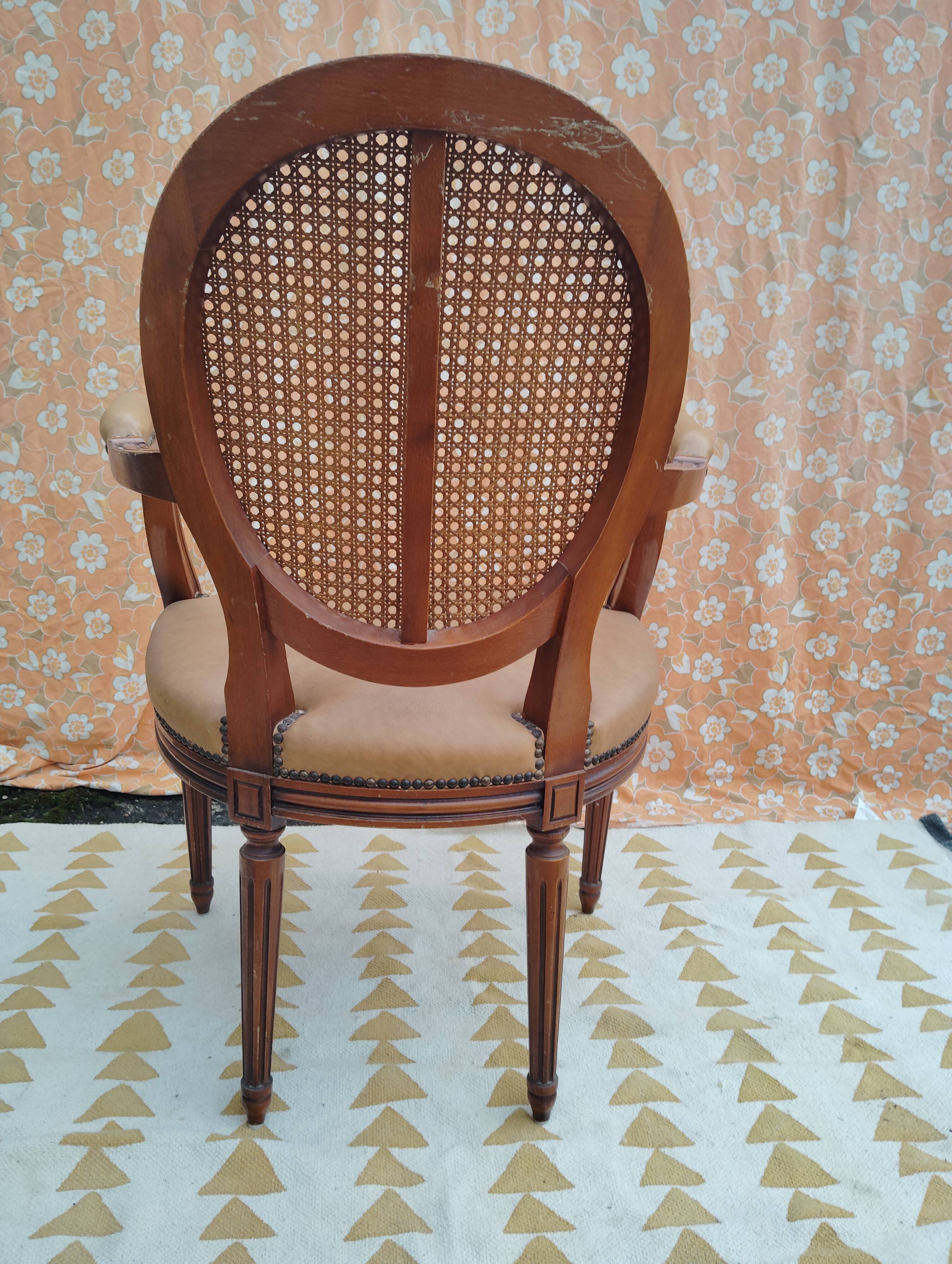 Fauteuil Louis XVI bois cannage