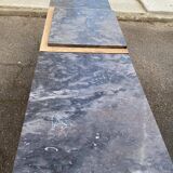 Renovated art deco sideboard in solid raw oak and gray marble 186cm