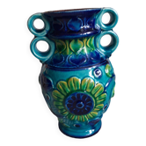Vase vintage en céramique bleue West Germany