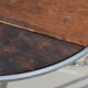 Rustic refurbished wood metal base industrial round coffee