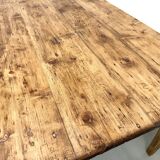 Large XXL farmhouse table in solid pine with 1950s tapered legs.